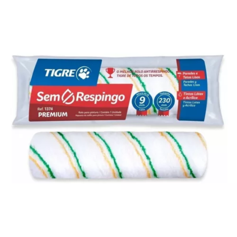 Rolo Lã Acrílica Látex Anti Respingo 23cm Tigre 1374