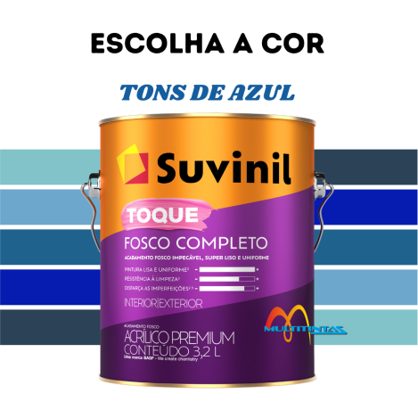 Tinta Acrílica Fosco 3,2l Tons De Azul Toque Fosco Completo Suvinil