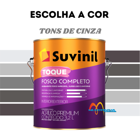 Tinta Acrílica Fosco 3,2l Tons de Cinza Toque Fosco Completo Suvinil