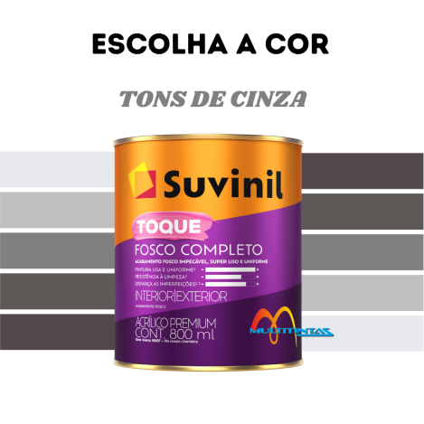 Tinta Acrílica 800ml Tons De Cinza Toque Fosco Completo Suvinil