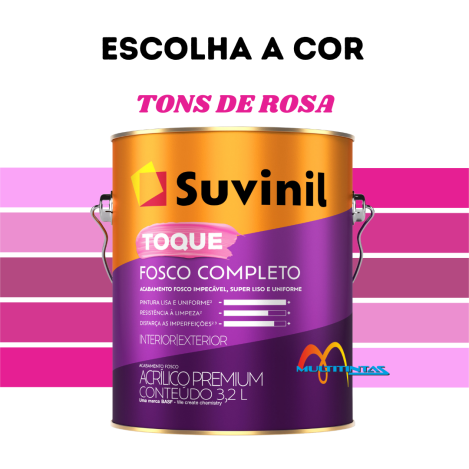 Tinta Acrílica Fosco 3,2l Tons De Rosa Toque Fosco Completo Suvinil