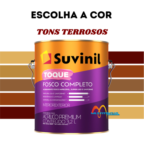 Tinta Acrílica Fosco 3,2l Tons Terrosos Toque Fosco Completo Suvinil