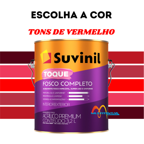 Tinta Acrílica Fosco 3,2l Tons De Vermelho Toque Fosco Completo Suvinil