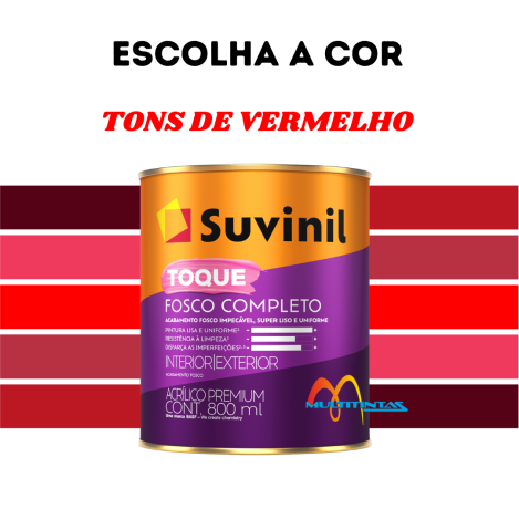 Tinta Acrílica 800ml Tons de Vermelho Toque Fosco Completo Suvinil