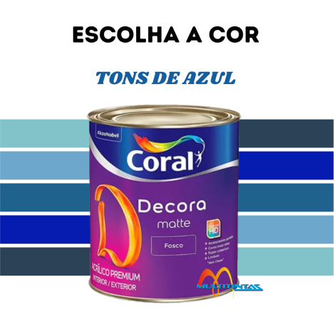 Tinta Coral Tons de Azul Decora Matte 800ml Coral