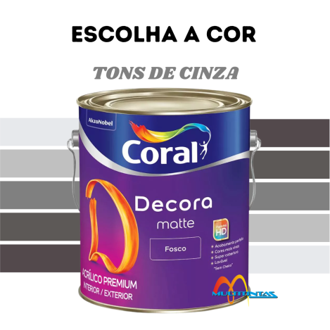 Tinta Fosca Decora Matte 3,2l Tons de Cinza Coral