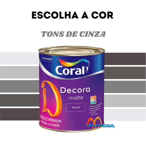Tinta Fosca 800ml Decora Matte Tons de Cinza Coral