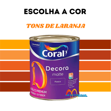 Tinta Fosca 800ml Tons de Laranja Decora Matte Coral