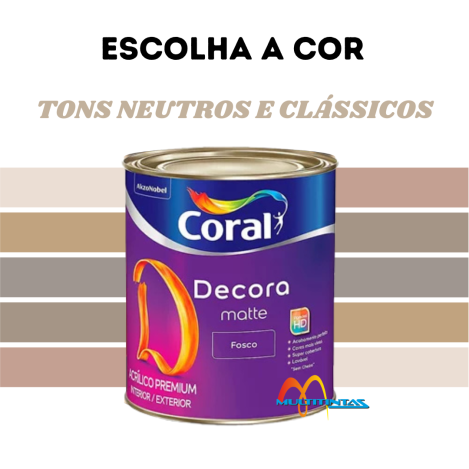 Tinta Fosca 800ml Cores Neutras Decora Matte Coral