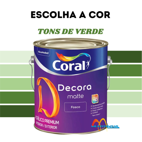 Tinta Fosca 3,2l Tons de Verde Decora Matte Coral