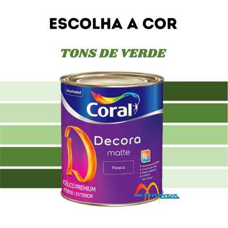 Tinta Fosca 800ml Tons de Verde Decora Matte Coral