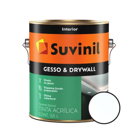Tinta Para Gesso e Drywall Fosco Branco 3,6l Suvinil