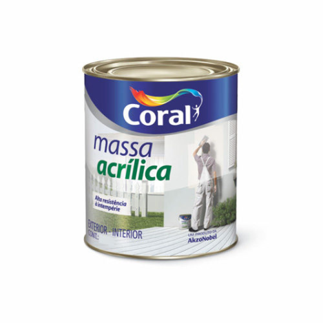 Massa Acrílica Coral 1,5kg Paredes Externas e Internas Cor Branca