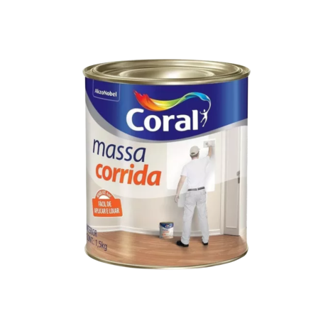 Massa Corrida Coral 1,5kg Pva Fácil Aplicação Branca