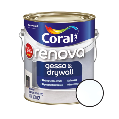 Tinta Renova Gesso Drywall Fosca 3,6l Branco Coral
