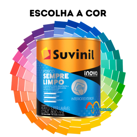 Tinta Super Lavável Fosco 800ml Sempre Limpo Cores Suvinil
