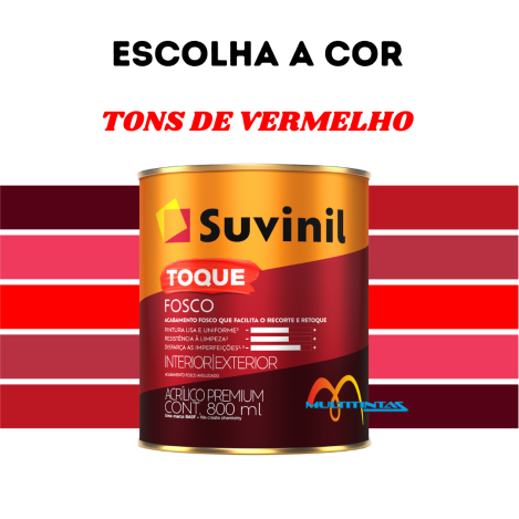 Tinta Acrílica 800ml Tons De Vermelho Toque Fosco Suvinil