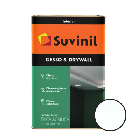 Tinta Para Gesso e Drywall Fosco Branco 18l Suvinil