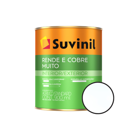 Tinta Acrílica Fosca 900ml Rende e Cobre Muito Branco Suvinil